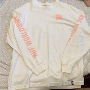 Men’s white and pink Huf long sleeve shirt